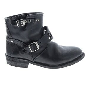 Golden Goose Biker Short Moto Boots Sz 39 Black Leather Logo